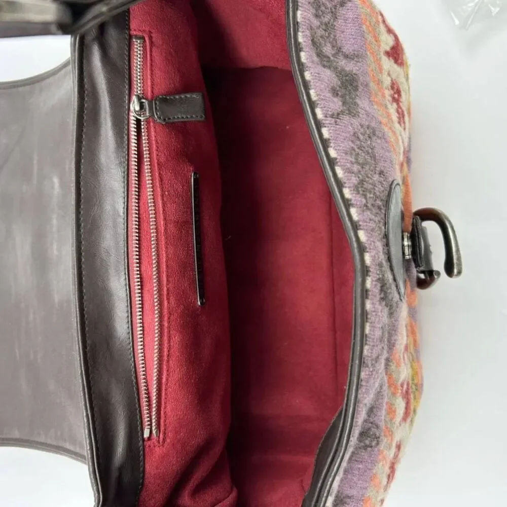 Stella McCartney RARE Y2K Multi-Color Aztec Tweed & Vegan Leather Shoulder Bag - Picture 9 of 14